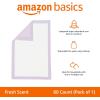 imageAmazon Basics Cat Litters Pee Pads 40 Count Universal Fit for Litter Box Odor Control with Fresh Scent Purple and WhiteFresh