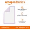imageAmazon Basics Cat Litters Pee Pads 40 Count Universal Fit for Litter Box Odor Control with Fresh Scent Purple and WhiteLemon