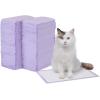 imageAmazon Basics Cat Litters Pee Pads 40 Count Universal Fit for Litter Box Odor Control with Fresh Scent Purple and WhiteLemon