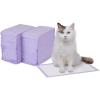 imageAmazon Basics Cat Litters Pee Pads 40 Count Universal Fit for Litter Box Odor Control with Fresh Scent Purple and WhiteLemon