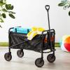 imageAmazon Basics Collapsible Folding Heavy Duty Utility Wagon for Outdoor Sports 265 pounds Weight Capacity Camping Garden and Shopping 276 x 409 x 20 inches BlackBlack