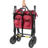 imageAmazon Basics Collapsible Folding Heavy Duty Utility Wagon for Outdoor Sports 265 pounds Weight Capacity Camping Garden and Shopping 276 x 409 x 20 inches BlackRed