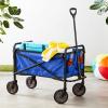 imageAmazon Basics Collapsible Folding Heavy Duty Utility Wagon for Outdoor Sports 265 pounds Weight Capacity Camping Garden and Shopping 276 x 409 x 20 inches BlackBlue