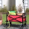 imageAmazon Basics Collapsible Folding Heavy Duty Utility Wagon for Outdoor Sports 265 pounds Weight Capacity Camping Garden and Shopping 276 x 409 x 20 inches BlackRed