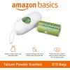 imageAmazon Basics Dog Poop Bags with Dispenser 270 Count Enhanced for Guaranteed Leakproof Lavender Scented Includes Leash ClipTalcum Powder