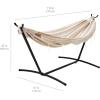 imageAmazon Basics Double Hammock with 9Foot Space Saving Steel Stand and Carrying Case 450 lb Capacity Vigor Green 110x47x43 inchesBeige Stripe With Lace