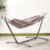 imageAmazon Basics Double Hammock with 9Foot Space Saving Steel Stand and Carrying Case 450 lb Capacity Vigor Green 110x47x43 inchesCream Wave