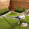 imageAmazon Basics Double Hammock with 9Foot Space Saving Steel Stand and Carrying Case 450 lb Capacity Vigor Green 110x47x43 inchesMulti Color