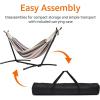 imageAmazon Basics Double Hammock with 9Foot Space Saving Steel Stand and Carrying Case 450 lb Capacity Vigor Green 110x47x43 inchesMulti Color