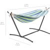imageAmazon Basics Double Hammock with 9Foot Space Saving Steel Stand and Carrying Case 450 lb Capacity Vigor Green 110x47x43 inchesOasis Stripe