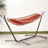 imageAmazon Basics Double Hammock with 9Foot Space Saving Steel Stand and Carrying Case 450 lb Capacity Vigor Green 110x47x43 inchesSunset Orange