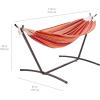 imageAmazon Basics Double Hammock with 9Foot Space Saving Steel Stand and Carrying Case 450 lb Capacity Vigor Green 110x47x43 inchesSunset Orange
