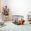 imageAmazon Basics Durable Foldable Collapsible Portable Metal Wire Dog Crate with Tray Single Door with Divider Panel Easy to Assemble ampamp Clean 36 x 23 x 25 in Black300L x 190W x 210H