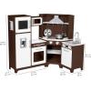 imageAmazon Basics Kids Upright Wooden Kitchen Toy Playset with Stove Oven Sink Fridge and Accessories for Toddlers Preschoolers Children Age 3 Years EspressoGray 39x118x39EspressoGray