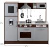 imageAmazon Basics Kids Upright Wooden Kitchen Toy Playset with Stove Oven Sink Fridge and Accessories for Toddlers Preschoolers Children Age 3 Years EspressoGray 39x118x39EspressoGray