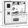 imageAmazon Basics Kids Upright Wooden Kitchen Toy Playset with Stove Oven Sink Fridge and Accessories for Toddlers Preschoolers Children Age 3 Years EspressoGray 39x118x39White  Gray