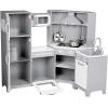 imageAmazon Basics Kids Upright Wooden Kitchen Toy Playset with Stove Oven Sink Fridge and Accessories for Toddlers Preschoolers Children Age 3 Years EspressoGray 39x118x39White  Gray