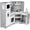 imageAmazon Basics Kids Upright Wooden Kitchen Toy Playset with Stove Oven Sink Fridge and Accessories for Toddlers Preschoolers Children Age 3 Years EspressoGray 39x118x39White  Gray
