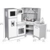 imageAmazon Basics Kids Upright Wooden Kitchen Toy Playset with Stove Oven Sink Fridge and Accessories for Toddlers Preschoolers Children Age 3 Years EspressoGray 39x118x39White  Gray