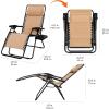 imageAmazon Basics Outdoor Patio Mesh Adjustable Zero Gravity Lounge Chair Recliners set of 2 with Side Table 35 x 26 x 43 inches BeigeBeige