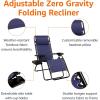 imageAmazon Basics Outdoor Patio Mesh Adjustable Zero Gravity Lounge Chair Recliners set of 2 with Side Table 35 x 26 x 43 inches BeigeBlue