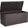 imageAmazon Basics Outdoor Patio Storage Box 150 Gallon Deck Box Waterproof and Weatherresistant Furniture Cushions Garden Tools Brown150 gallon