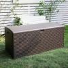 imageAmazon Basics Outdoor Patio Storage Box 150 Gallon Deck Box Waterproof and Weatherresistant Furniture Cushions Garden Tools Brown150 gallon