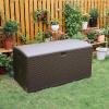 imageAmazon Basics Outdoor Patio Storage Box 150 Gallon Deck Box Waterproof and Weatherresistant Furniture Cushions Garden Tools Brown99 gallon