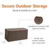 imageAmazon Basics Outdoor Patio Storage Box 150 Gallon Deck Box Waterproof and Weatherresistant Furniture Cushions Garden Tools Brown99 gallon