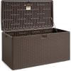 imageAmazon Basics Outdoor Patio Storage Box 150 Gallon Deck Box Waterproof and Weatherresistant Furniture Cushions Garden Tools Brown99 gallon