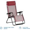 imageAmazon Basics Outdoor Patio Zero Gravity Lounge Chair with Pillow Folding Reclining and Textilene Adjustable Folding Lounge Lawn Chairs for Outside 26quot BeigeBurgundy
