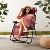 imageAmazon Basics Outdoor Patio Zero Gravity Lounge Chair with Pillow Folding Reclining and Textilene Adjustable Folding Lounge Lawn Chairs for Outside 26quot BeigeBurgundy
