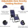 imageAmazon Basics Outdoor Patio Zero Gravity Lounge Chair with Pillow Folding Reclining and Textilene Adjustable Folding Lounge Lawn Chairs for Outside 26quot BeigeNavy Blue