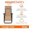 imageAmazon Basics Outdoor Patio Zero Gravity Lounge Chair with Pillow Folding Reclining and Textilene Adjustable Folding Lounge Lawn Chairs for Outside 26quot BeigeBeige