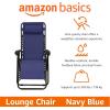 imageAmazon Basics Outdoor Patio Zero Gravity Lounge Chair with Pillow Folding Reclining and Textilene Adjustable Folding Lounge Lawn Chairs for Outside 26quot BeigeNavy Blue