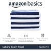 imageAmazon Basics Sky Blue Cabana Stripe Pool ampamp Beach Towel 100 Cotton Soft ampamp Absorbent Machine Washable Quick Dry Large 2 Pack Sky Blue 30quot x 60quotNavy Blue