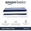 imageAmazon Basics Sky Blue Cabana Stripe Pool ampamp Beach Towel 100 Cotton Soft ampamp Absorbent Machine Washable Quick Dry Large 2 Pack Sky Blue 30quot x 60quotNavy Blue