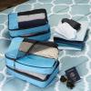 imageAmazon Basics Small Packing Cubes for Travel Packing Organizers 4PieceSet With Double Zipper Pulls and Mesh Top Panel 100 Durable Polyester Black 11quotL x 68quotW x 3quotHSky Blue