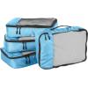 imageAmazon Basics Small Packing Cubes for Travel Packing Organizers 4PieceSet With Double Zipper Pulls and Mesh Top Panel 100 Durable Polyester Black 11quotL x 68quotW x 3quotHSky Blue