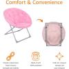 imageAmazon Basics Soft Faux Fur Saucer Shaped Comfortable Chair with Foldable Metal Frame for Living Room or Dorm Room Cozy Pink 272quotD x 323quotW x 323quotHPink
