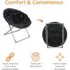 imageAmazon Basics Soft Faux Fur Saucer Shaped Comfortable Chair with Foldable Metal Frame for Living Room or Dorm Room Cozy Pink 272quotD x 323quotW x 323quotHBlack