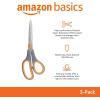 imageAmazon Basics Stainless Steel Scissors for Office Crafts Multipurpose Sharp Comfort Grip PVD Coated 3 Pack Multicolor3Pack