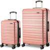 imageAmazon Basics 3Piece Set 21quot 26quot 30quot Hardshell Suitcases With Wheels Expandable For Up to 25 More Space With ScratchResistant Surface Four Multidirectional Wheels Light BlueRose Gold