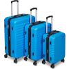 imageAmazon Basics 3Piece Set 21quot 26quot 30quot Hardshell Suitcases With Wheels Expandable For Up to 25 More Space With ScratchResistant Surface Four Multidirectional Wheels Light BlueLight Blue