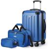 imageAmazon Basics 4Piece Luggage Set Including Two Hardside Suitcases With Multidirectional Spinner Wheels 22quot CarryOn and 28quot Checked 15quot Tote Bag and 10quot Compact Travel Bag Rose GoldNavy Blue
