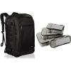imageAmazon Basics CarryOn Travel Backpack  Black ampamp 4 Piece Packing Travel Organizer Cubes Set Grey