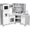 imageAmazon Basics Kids Upright Wooden Kitchen Toy Playset with Stove Oven Sink Fridge and Accessories for Toddlers Preschoolers Children Age 3 Years EspressoGray 39x118x39White  Gray