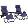 imageAmazon Basics Outdoor Patio Mesh Adjustable Zero Gravity Lounge Chair Recliners set of 2 with Side Table 35 x 26 x 43 inches BeigeBlue