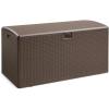imageAmazon Basics Outdoor Patio Storage Box 150 Gallon Deck Box Waterproof and Weatherresistant Furniture Cushions Garden Tools Brown99 gallon