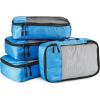 imageAmazon Basics Small Packing Cubes for Travel Packing Organizers 4PieceSet With Double Zipper Pulls and Mesh Top Panel 100 Durable Polyester Black 11quotL x 68quotW x 3quotHSky Blue